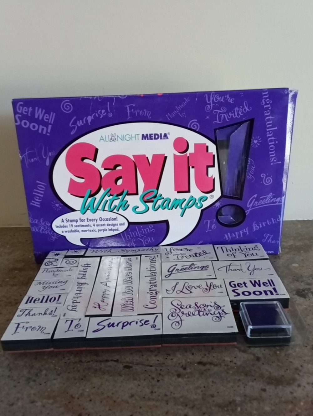 Say It With Stamps Foam Rubber Stamp Sentiment NWOT